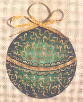 click here to view larger image of Green/Gold Ornament (hand painted canvases)