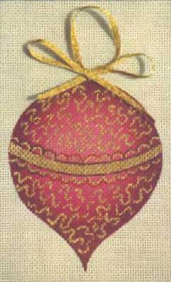 click here to view larger image of Magenta/Gold Ornament (hand painted canvases)