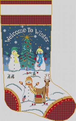 click here to view larger image of Welcome To Winter Stocking (hand painted canvases)