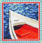 click here to view larger image of White/Red Boat (hand painted canvases)