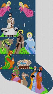 click here to view larger image of Nativity Stocking (hand painted canvases)
