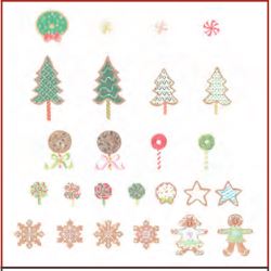 click here to view larger image of Advent Gingerbread House Set of all 25 Ornaments (hand painted canvases)