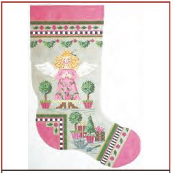 click here to view larger image of Topiary Angel Stocking (hand painted canvases)