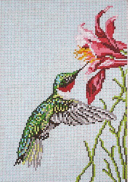 click here to view larger image of Ruby Throated Hummingbird - 18ct (hand painted canvases)