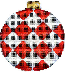 click here to view larger image of Ball Ornament - Harlequin Red (hand painted canvases)
