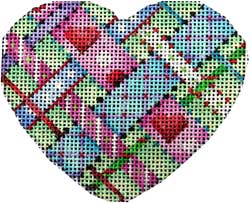 click here to view larger image of Diagonal Woven Ribbons Heart (hand painted canvases)
