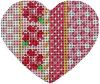 click here to view larger image of Pink Vertical Patterns Heart (hand painted canvases)