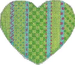 click here to view larger image of Vertical Lime Patterns Heart (hand painted canvases)