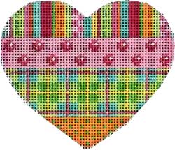 click here to view larger image of Stripes/Coins/Dots Plaid Heart (hand painted canvases)