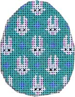 click here to view larger image of Bunnys on Turquoise Mini Egg (hand painted canvases)
