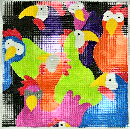 click here to view larger image of Chicken Clatch (hand painted canvases)
