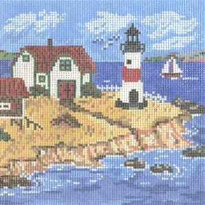 click here to view larger image of Cottage With Lighthouse (hand painted canvases)