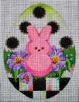 click here to view larger image of Black and White Egg - Pink Peep Bunny (hand painted canvases)