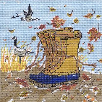 click here to view larger image of Fall Boots (hand painted canvases)