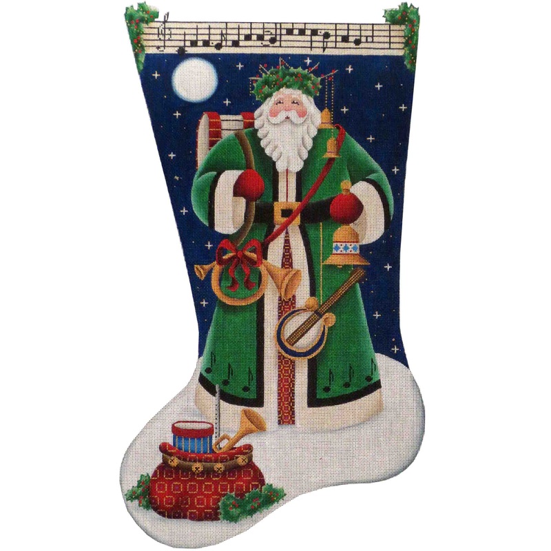 click here to view larger image of Musical Santa Stocking - 18ct (hand painted canvases)