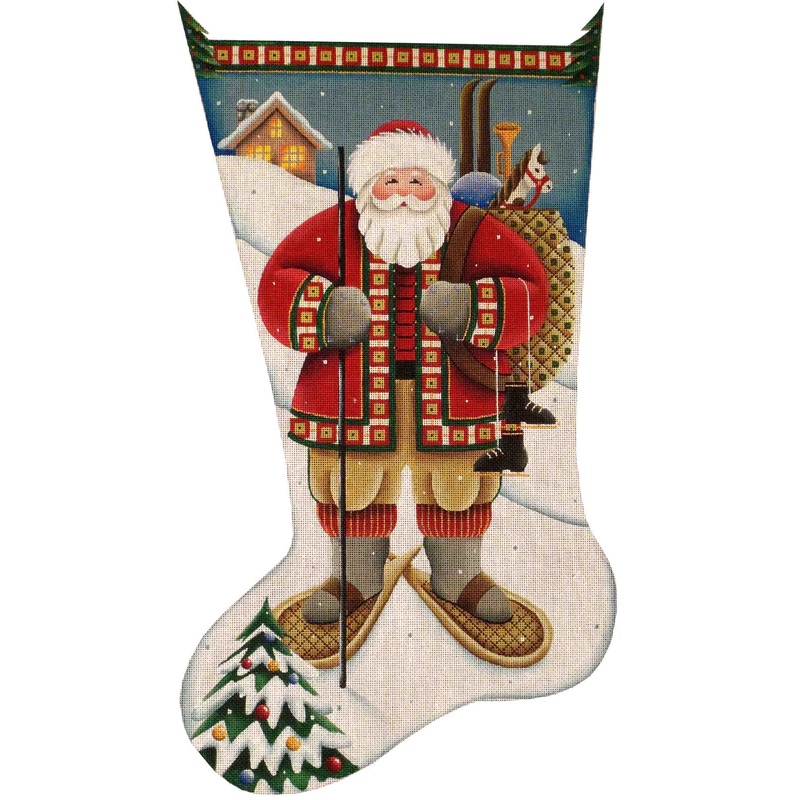 click here to view larger image of Alpine Santa Stocking - 13ct (hand painted canvases)