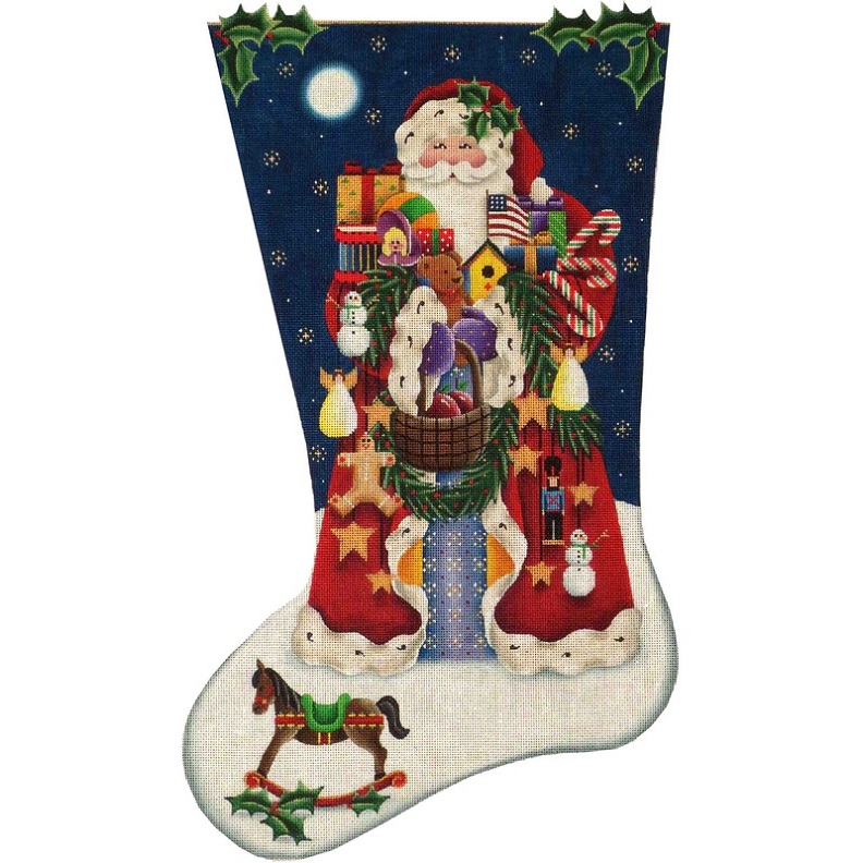 click here to view larger image of Americana Santa Stocking - 18ct (hand painted canvases)