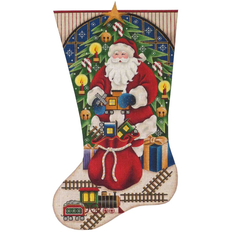 click here to view larger image of Trains For Christmas Stocking - 13ct (hand painted canvases)