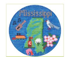 click here to view larger image of Mississippi Ornament (hand painted canvases)