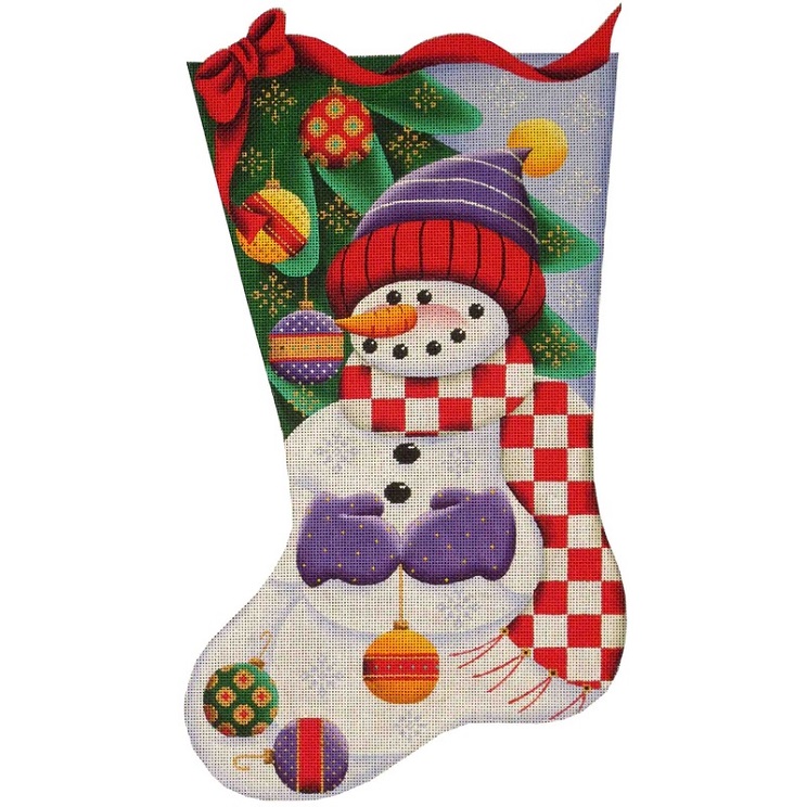 click here to view larger image of Ball Snowman Stocking - 13ct (hand painted canvases)