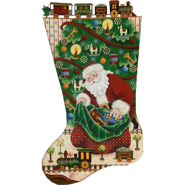 click here to view larger image of Trains For Christmas Stocking - 18ct (hand painted canvases)