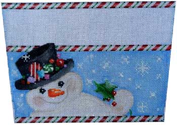 click here to view larger image of Snowman/Top Hat Stocking Cuff (hand painted canvases)