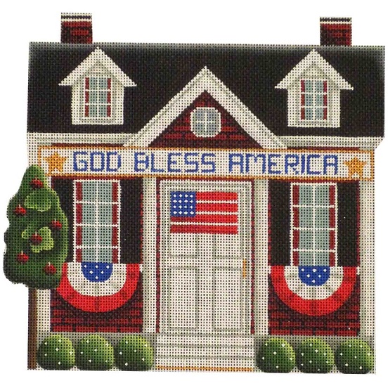 click here to view larger image of Bless America Cottage (hand painted canvases)