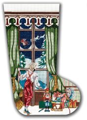 click here to view larger image of Boy at Window Stocking (hand painted canvases)