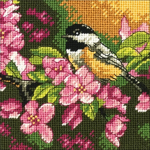 click here to view larger image of Chickadee in Pink (needlepoint kits)