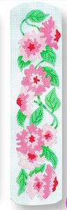 click here to view larger image of Salmon Flowers Eyeglass Case (hand painted canvases)
