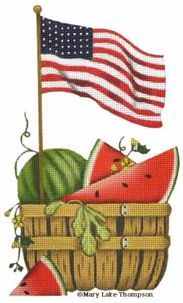 click here to view larger image of Watermelon Flag (hand painted canvases)