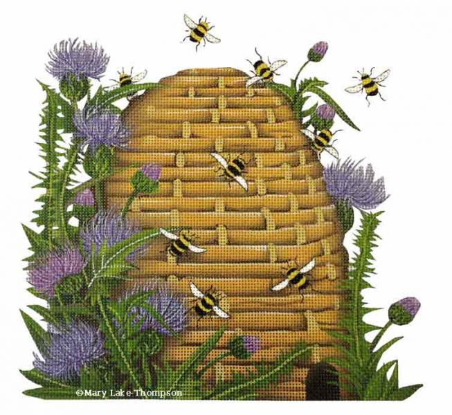 click here to view larger image of Thistle Bee-Hive (hand painted canvases)