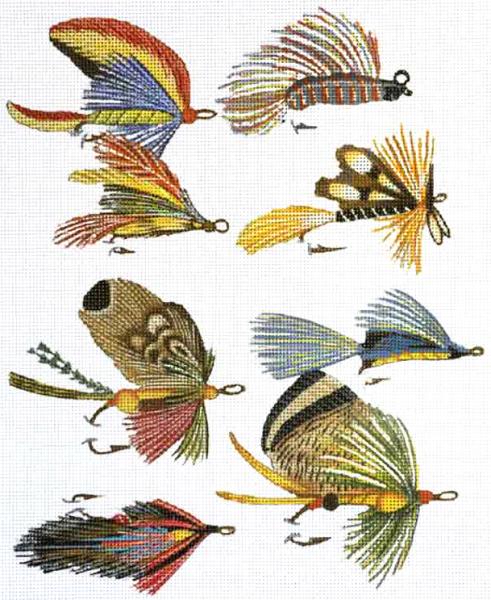 click here to view larger image of Fish Flies and Lures (hand painted canvases)