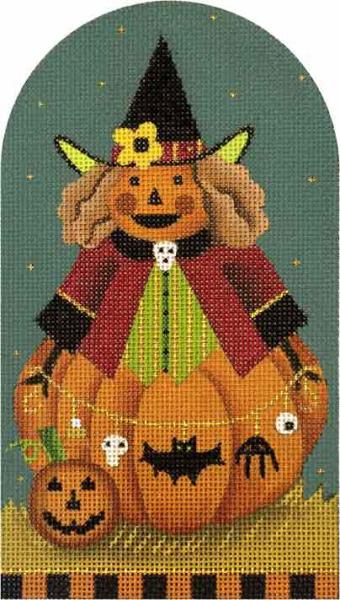 click here to view larger image of Charmed Punkin Witch (hand painted canvases)