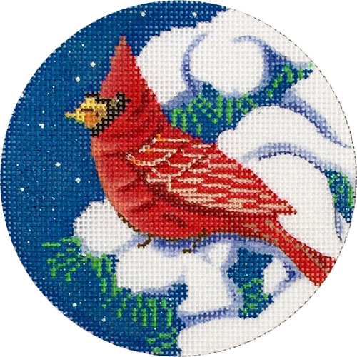 click here to view larger image of Cardinal In Tree Ornament (hand painted canvases)