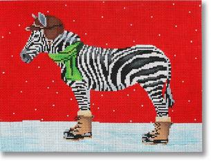 click here to view larger image of Zebra Dressed For Winter (hand painted canvases)