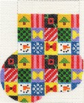 click here to view larger image of Christmas Patchwork Mini Sock (hand painted canvases)
