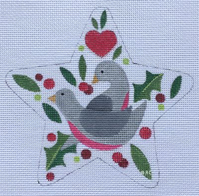 click here to view larger image of Turtle Doves Star (hand painted canvases)