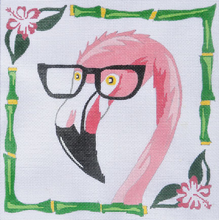 click here to view larger image of Flamingo with Glasses (hand painted canvases)