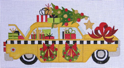 click here to view larger image of Christmas Taxi Cab (hand painted canvases)