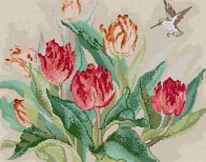 click here to view larger image of Tulips & Hummingbird (hand painted canvases)