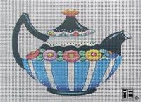 click here to view larger image of Black & Blue Tea Pot (hand painted canvases)