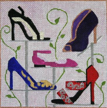 click here to view larger image of Shoes - Windows of Milan (hand painted canvases)