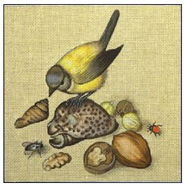 click here to view larger image of Antique Bird/Shell (hand painted canvases)