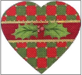 click here to view larger image of Checkerboard Holly Heart (hand painted canvases)
