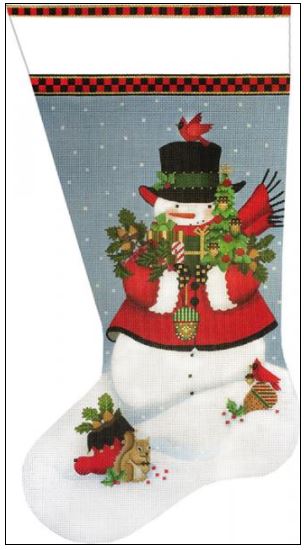 click here to view larger image of Acorn Snowman Sock (hand painted canvases)