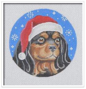 click here to view larger image of Black and Tan Cavalier Santa (hand painted canvases)